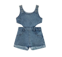 Girls' Two-color Sleeveless Cowboy Siamese Shorts