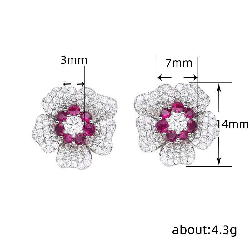 Special-interest Earrings Flower Rhinestone-embedded Tide