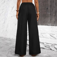 High-waisted Elastic-waist Figure-flattering Casual Womens Pants