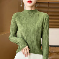 Knitted Jacquard Long-sleeved Sweater For Women As Base Layer