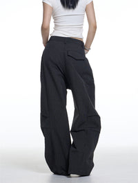 American Retro Plaid Lazy Wide Leg Machete Casual Pants For Women