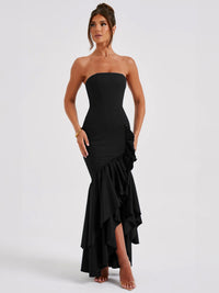 Elegant Strapless Slit Dress For Summer Womens Wear