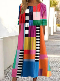 Fashionable Abstract Geometric Mid-Waist 3D Printed Dress