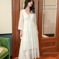 Women's Casual Long Sleeve Mesh Lace Nightdress