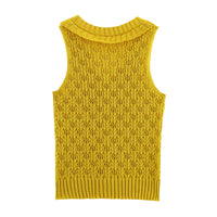 Sweet Style Yellow Knitted Cardigan Sleeveless Vest Waistcoat