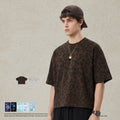 Plus-size Casual Loose-fit Leopard-print Crewneck Short-sleeve T-shirt