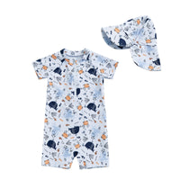 One-pieces Short Sleeve Printed Swimsuit