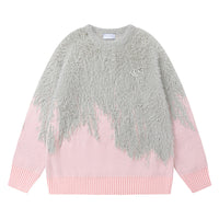Retro Laid-back Oversized Ombre Knit Sweater With Tassels