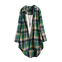 Women's Fashion Thin Long Plaid Shirt