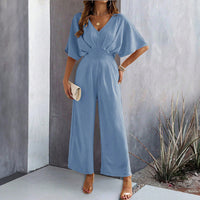 Women's Short-sleeved Wide-leg Jumpsuit