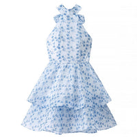 Resort Fairy Slim Fit Blue Printed Dress
