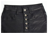 Black Pu High Waist Velvet Padded Faux Leather Pants