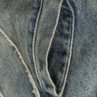 Retro Short Frayed Hem Denim Jacket Women's Stand Collar Loose Design Patchwork Top