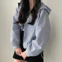 Contrast Color Hooded Buckle Loose Leisure All-matching Short Coat