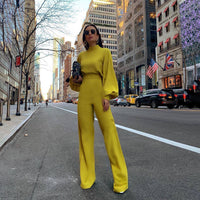 Womens Stylish Wide-leg Long-sleeve Jumpsuit