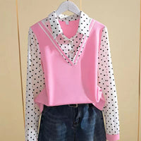Fake Two-piece Student Base Shirt Plus-size Top