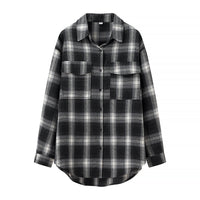 Retro Plaid Long-sleeve Women's Loose Casual Single-breasted Shirt