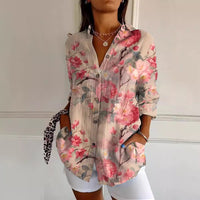 Women's Summer European And American Seven-sleeve Floral Pattern Printed 3D Shirt
