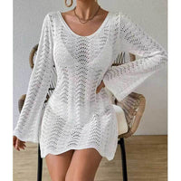 Womens Stylish SexyOpenwork Knit Long-sleeve Top