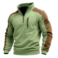 Men's Stand-Up Collar Pullover Zip-Up Sweatshirt