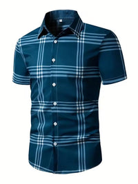 Men's Business Summer Wide Loose Shoulder Short Sleeve Single-breasted Shirt