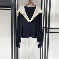 V-neck Crochet Shawl-Style Patchwork Knitted Cardigan