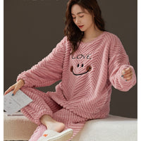 Couple Coral Fleece Thermal Pajamas Women's Long Sleeve Suit