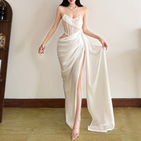 Spring Asymmetrical Midriff Baring Sleeveless Tube Dress