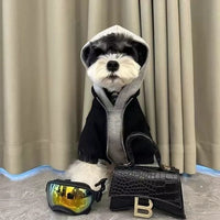 Dog Clothes Fake Two-Piece AutumnWinter Warmth Schnauzer Bichon Teddy Shiba Inu Westie Pet Hooded Sweatshirt