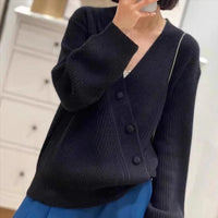 Womens Stylish V-Neck Knitted Base Top Sweater