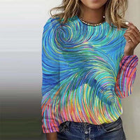 Colorful Abstract Round Neck Top Casual Women's T-shirt