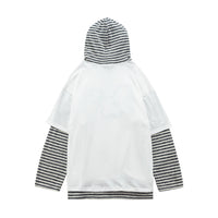 Womens Retro Long-Sleeve Striped Hoodie With Floral Embroidery