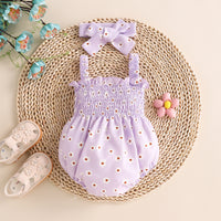 Sling Romper White Small Flower Jumpsuit Newborn
