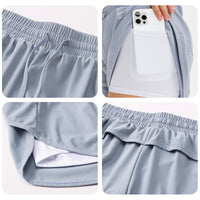 Women's Fake Two-piece Sports Pocket Shorts