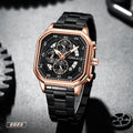 Waterproof Square Couples Multifunctional Calendar Steel-Strap Fashion Watch