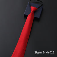 Mens Business Formal Zipper Tie With Blue Stripes