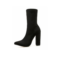 Women's Chunky High Heel Boots Pointed Toe Shoes