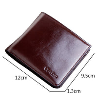Men's Wallet Short Zipper Buckle Oil Wax Leather