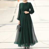 Elegant Double-layered Pleated Mesh Dress With Long Sleevesstylish And Casual