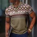 Pattern Button Short Sleeved Polo Shirt