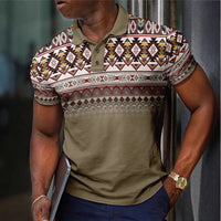Pattern Button Short Sleeved Polo Shirt