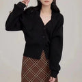 Gentle V-neck Single Breasted Sweater Tight Waist Slimming Casual Knitted Cardigan Top