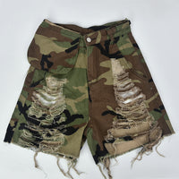 High-waist Camouflage Wash Personalized Tassel Pants