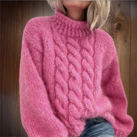 European And American Women's Turtleneck Pullover Thick Needle Brocade Sweater