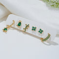 Green Fashion Micro Inlaid Zircon Ornament Six-piece Earrings