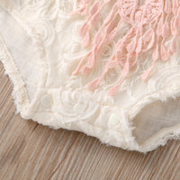 Children's Clothing European And American Style Comfortable Short Climbing Lace Color Block Lace Pattern Baby Triangle Jumpsuit