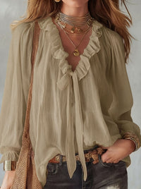 Fashionable V-neck Loose-fit Shirt Top