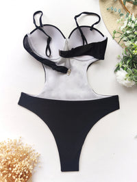 European And American Bikini Solid Color One Piece Swimsuit