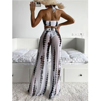 European And American New Printing And Dyeing Three-piece Mesh Trousers Style Swimsuit Bikini