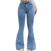 High-waisted Stretch Slim-fit Faux Denim Print Pants